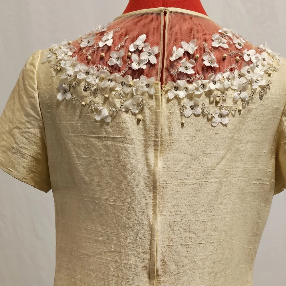 Size 8/10 Vintage Parues Feinstein Pale Yellow Dress - Picture 5 of 7